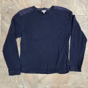 Calvin Klein‎ Jeans Mens XL Blue Waffle Knit Long Sleeve Crew Neck Shirt